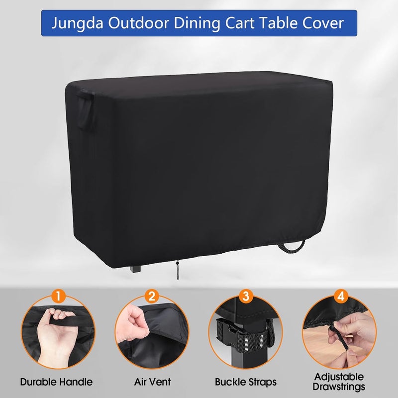 Jungda Outdoor Prep Table Cover for Royal Gourmet Double-Shelf Movable Dining Cart Table,Waterproof Patio Cart Cover,Outdoor Grill Cart Pizza Oven Table Covers - 40 x 24 x 32 Inch - Image 3